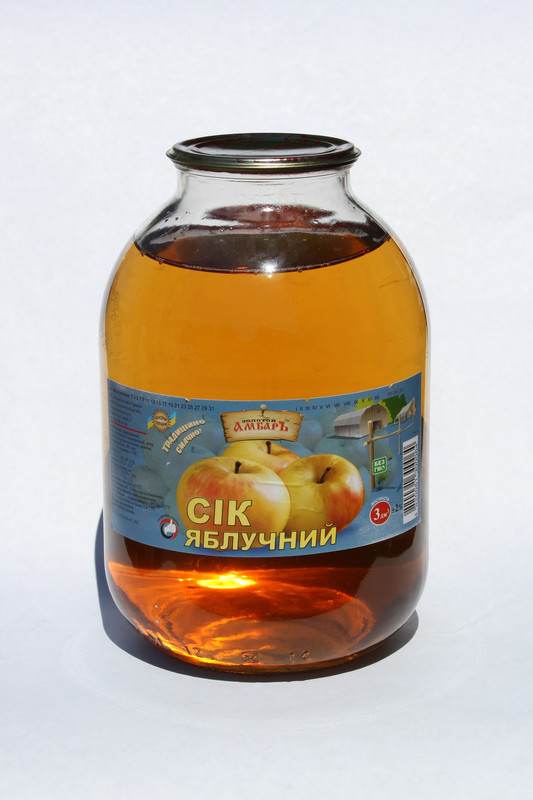 Сік ЗОЛОТИЙ АМБАР яблучний, відновлений, пастеризований, 3 л